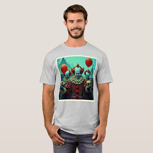 Creepy Clown Horror Scene Ontwerp T-shirt (Voorkant volledig)