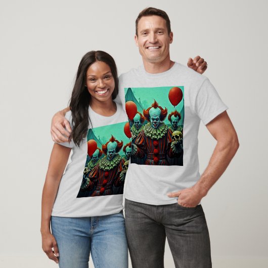 Creepy Clown Horror Scene Ontwerp T-shirt (Unisex)