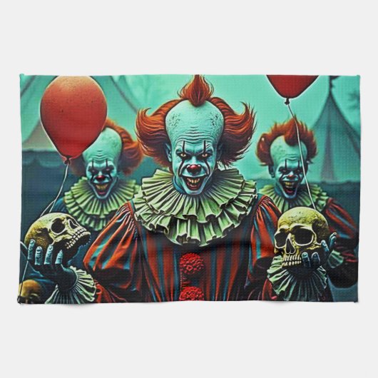 Creepy Clown Horror Scene Ontwerp Theedoek (Horizontaal)