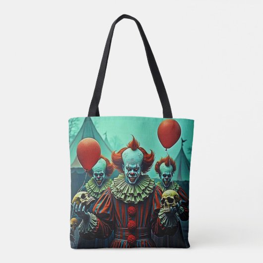 Creepy Clown Horror Scene Ontwerp Tote Bag (Achterkant)