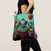 Creepy Clown Horror Scene Ontwerp Tote Bag (Dichtbij)