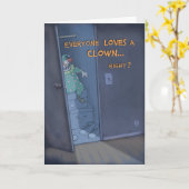 Creepy clown in het Wenskaart Kaart (Gele Bloem)