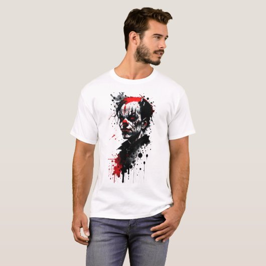 Creepy Clown Ink Splatter T-shirt (Voorkant volledig)