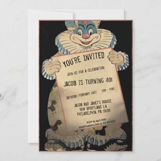  Creepy Clown  Party Invitation Kaart (Voorkant)