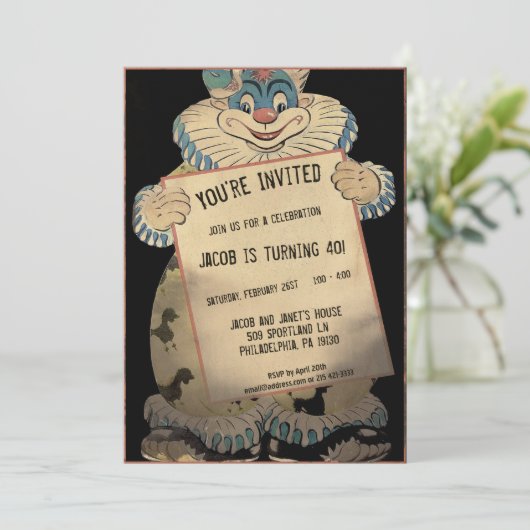  Creepy Clown  Party Invitation Kaart (Staand voorkant)