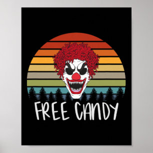 Creepy Clown Retro Scary Evil Horror Hallo Poster