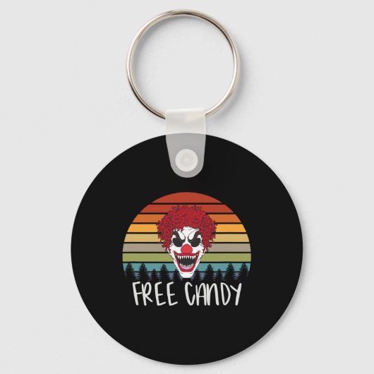Creepy Clown Retro Scary Evil Horror Hallo Sleutelhanger (Voorkant)