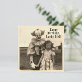 Creepy Clown  Verjaardagsfoto Feestdagenkaart (Staand voorkant)