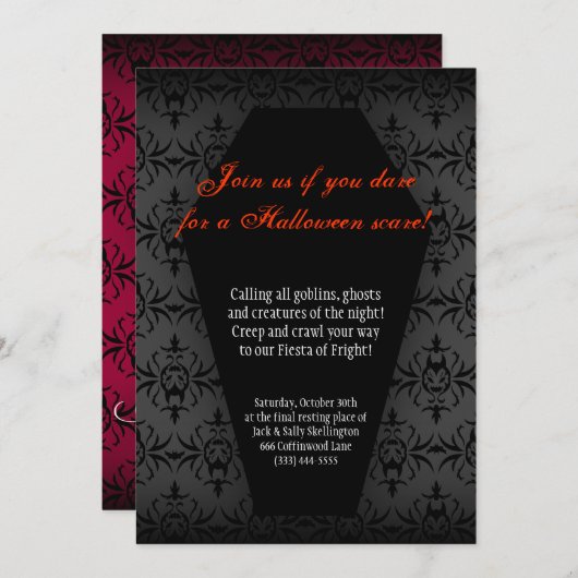 Creepy Coffin Invitation Kaart (Voorkant / Achterkant)