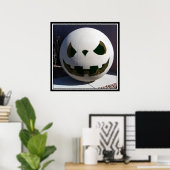 Creepy Concrete Carved Pumpkin Poster (Thuiskantoor)