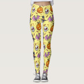 Creepy Cool Cartoon Halloween (geel) Leggings (Voorkant)