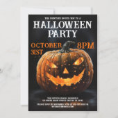 Creepy Cool Jack-o'-Lantern Halloween Party Kaart (Voorkant)