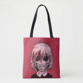 Creepy Cool Rood En Zwart Meisje Zombie Tote Bag