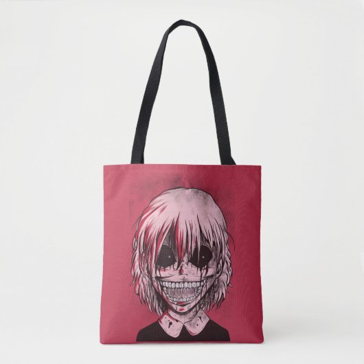 Creepy Cool Rood En Zwart Meisje Zombie Tote Bag (Voorkant)
