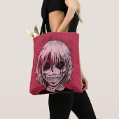 Creepy Cool Rood En Zwart Meisje Zombie Tote Bag (Dichtbij)