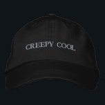 CREEPY COOL Show off your Spooky Style Black-Hat  Geborduurde Pet<br><div class="desc">Show off your spooky style with the "CREEPY COOL" Embroidered Cap in classic black. This Alternative Apparel Basic Adjustable Cap blends comfort, quality, and attitude—perfect for Halloween season or year-round edge. With its one size fits all adjustable fit and bold embroidery, it’s a must-have for anyone who loves a mix...</div>
