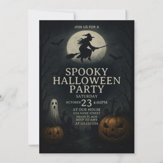 Creepy Cool Spooky Halloween Party Uitnodiging (Voorkant)