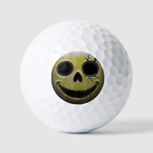 Creepy Cracked Smiley Skull Golfballen (Voorkant)
