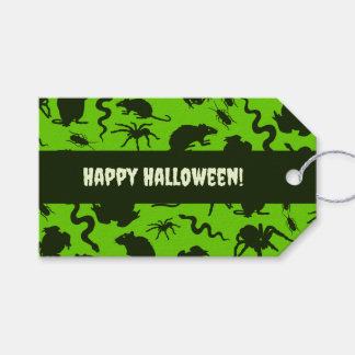 Creepy Crawlies Happy Halloween! Black Pattern Cadeaulabel