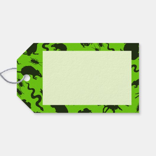 Creepy Crawlies Happy Halloween! Black Pattern Cadeaulabel (Achterkant Horizontaal)