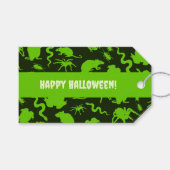 Creepy Crawlies Happy Halloween! Green Pattern Cadeaulabel (Voorkant (Horizontaal))