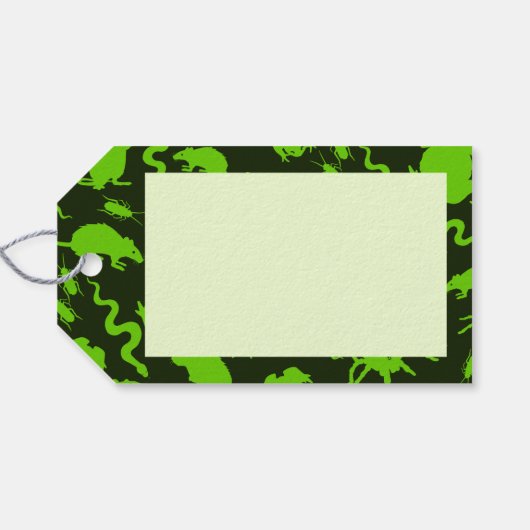 Creepy Crawlies Happy Halloween! Green Pattern Cadeaulabel (Achterkant Horizontaal)