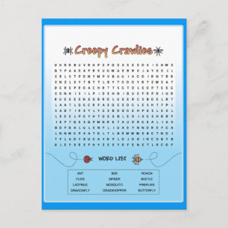 Creepy Crawlies Word Search Briefkaart