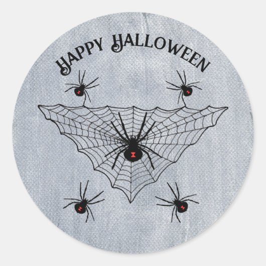 Creepy Crawling Black Widow Spiders Web White Ronde Sticker (Voorkant)