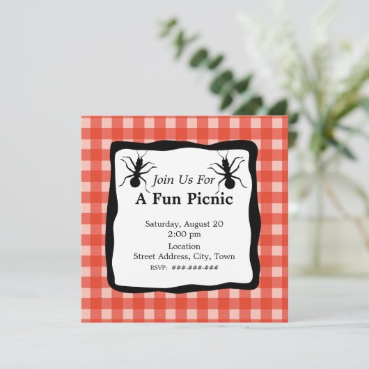 Creepy Crawly Ant Plaid tafelkleed picknick partij Kaart (Staand voorkant)