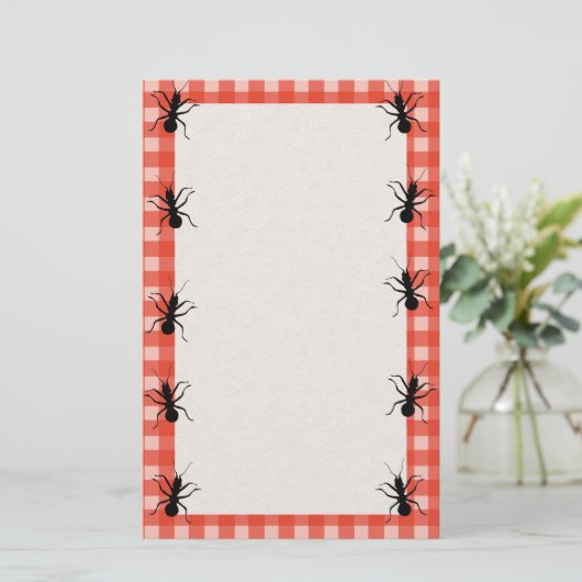 Creepy Crawly Ants Plaid Tafelkleed Briefpapier (Staand voorkant)