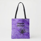 Creepy Crawly Huge Halloween en Spider Paars Tote Bag (Voorkant)