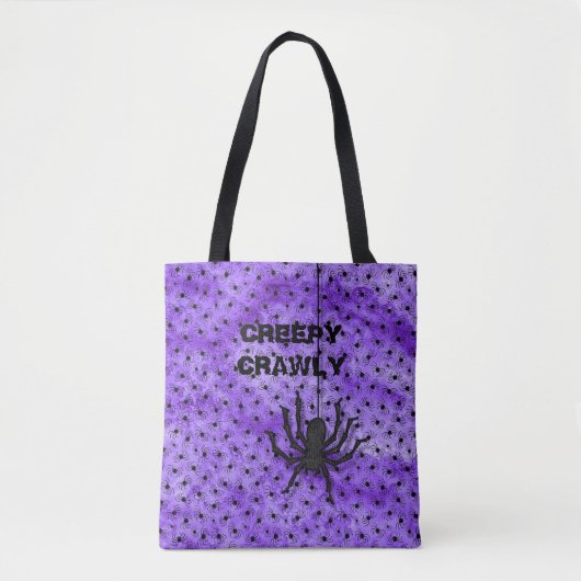 Creepy Crawly Huge Halloween en Spider Paars Tote Bag (Voorkant)
