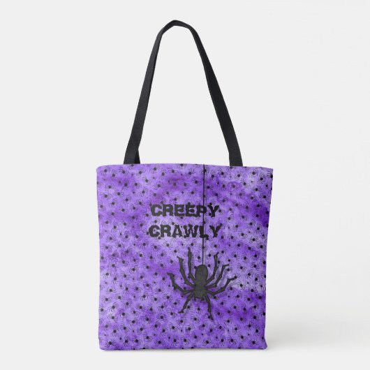 Creepy Crawly Huge Halloween en Spider Paars Tote Bag (Achterkant)