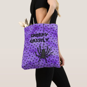 Creepy Crawly Huge Halloween en Spider Paars Tote Bag