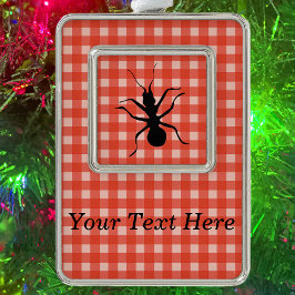 Creepy Crawly Marching Black Ant Pset Tablecloth Verzilverd Omlijst Ornament