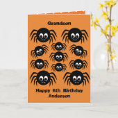 Creepy Crawly Spiders Grandson Birthday Halloween Kaart (Gele Bloem)