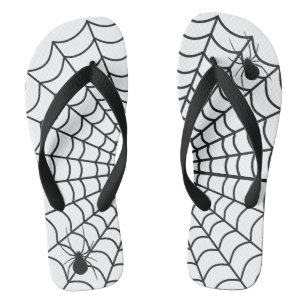 Creepy Crawly Spiders Lurken in Spinnenweb Teenslippers