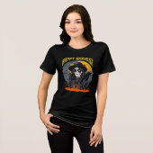 Creepy Crow & Halloween Scarecrow Spooky Eyeball Tri-Blend Shirt (Voorkant volledig)