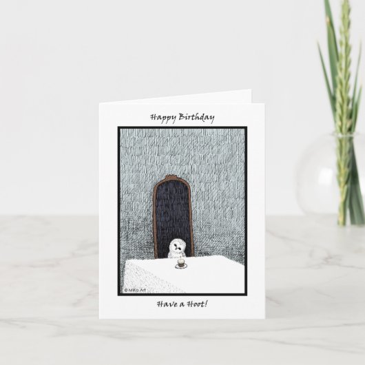 Creepy Cute baby Barn Owl Gothic Ink Birthday Kaart (Voorkant)