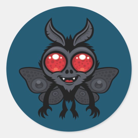Creepy Cute Cryptid Mothman Monster Ronde Sticker (Voorkant)