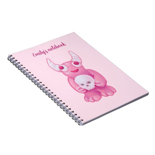 Creepy Cute Demon roze schedel Gothic Girl Notitieboek (Rechterzijde)