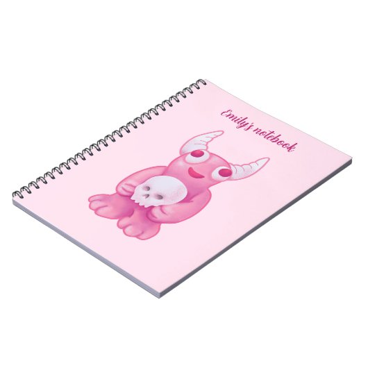 Creepy Cute Demon roze schedel Gothic Girl Notitieboek (Linkerzijde)