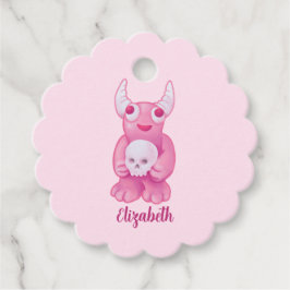 Creepy Cute Demon Roze Skull Pastel Gothic Girl Na Bedankjes Labels