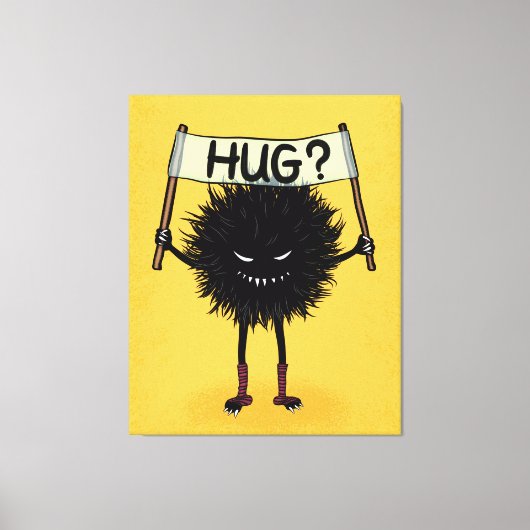 Creepy Cute Evil Character Hug Canvas Afdruk (Voorkant)