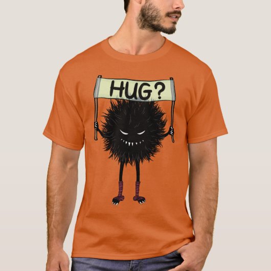 Creepy Cute Evil Character Hug T-shirt (Voorkant)