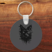 Creepy Cute Goth Cat Horror Kitty Sketch Alt Nge E Sleutelhanger (Voorkant)