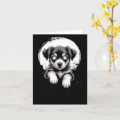 Creepy Cute Goth Dog Horror Puppy Sketch Alt Nge E Kaart (Gele Bloem)