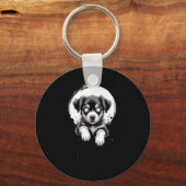 Creepy Cute Goth Dog Horror Puppy Sketch Alt Nge E Sleutelhanger (Voorkant)