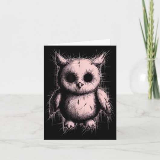 Creepy Cute Goth Owl Horror Sketch Alt Nge Evil  Kaart (Voorkant)