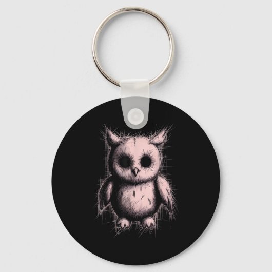 Creepy Cute Goth Owl Horror Sketch Alt Nge Evil  Sleutelhanger (Voorkant)